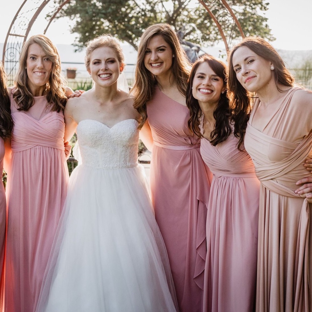 Azazie Liza Bridesmaid Dress Dusty Rose 1 shoulder